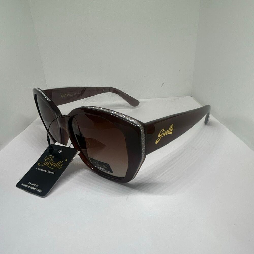 Giselle Oversized Glam Sunglasses UV400 Rhinestone Accent NWT
